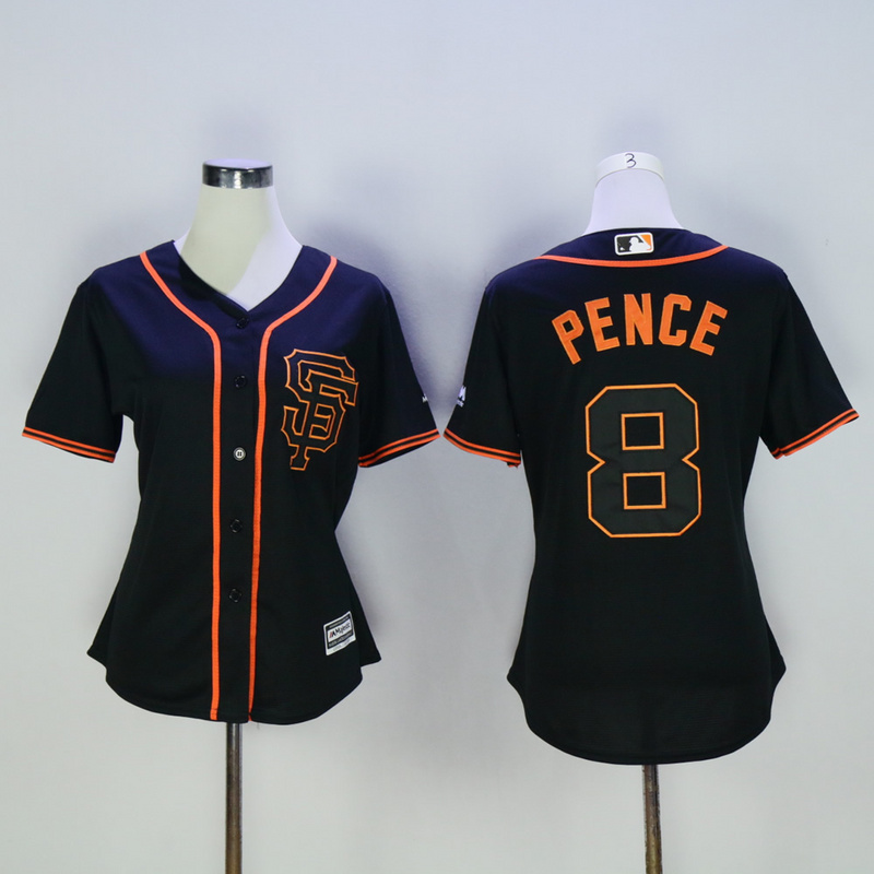 Women San Francisco Giants #8 Pence Black MLB Jerseys